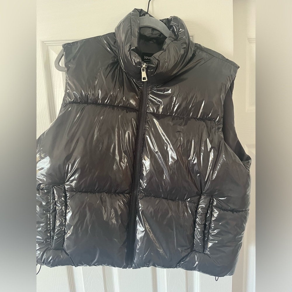 Grey love streak bomber vest